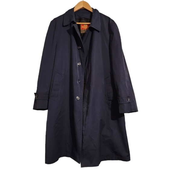 Men's Bentley's of London Navy Blue Trench Coat with Removable Lining - Picture 2 of 9